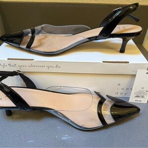 A New Day Women's Black and Clear Slingback Heels